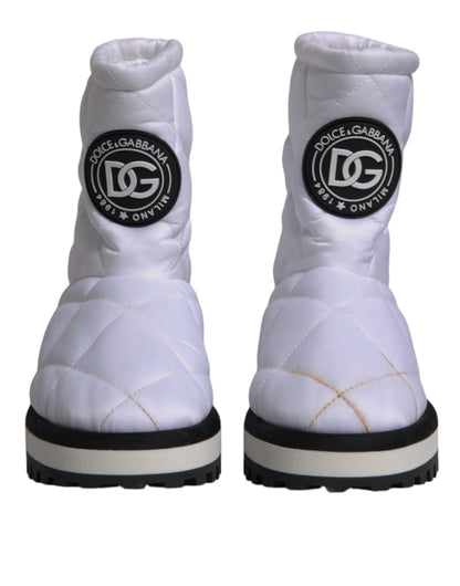 Bottines mi-mollet en viscose blanche rembourrée Dolce & Gabbana