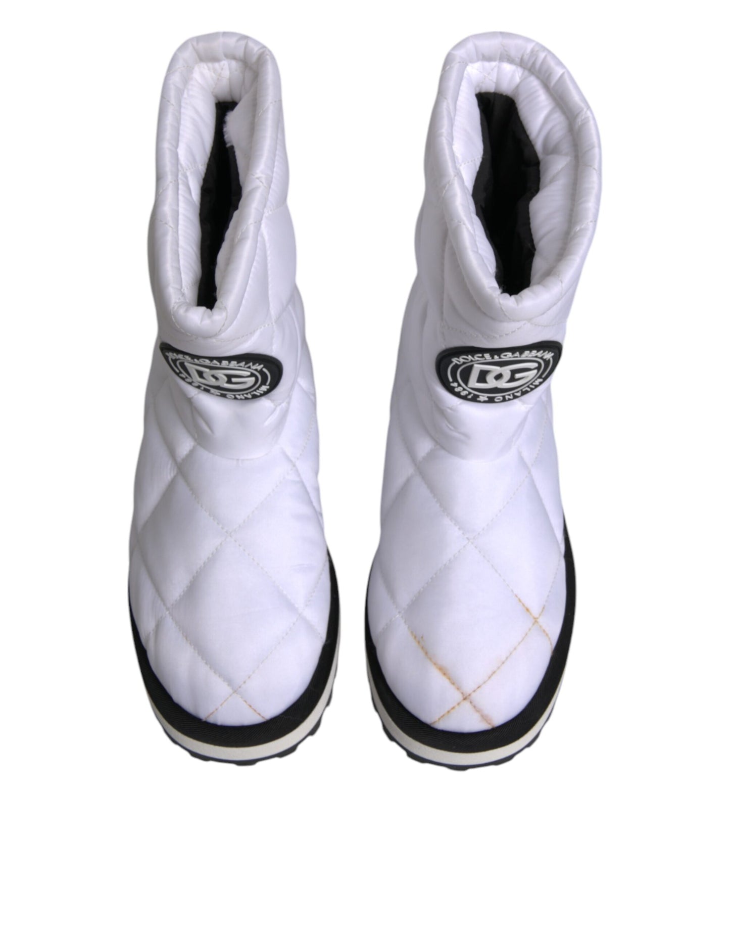 Bottines mi-mollet en viscose blanche rembourrée Dolce & Gabbana