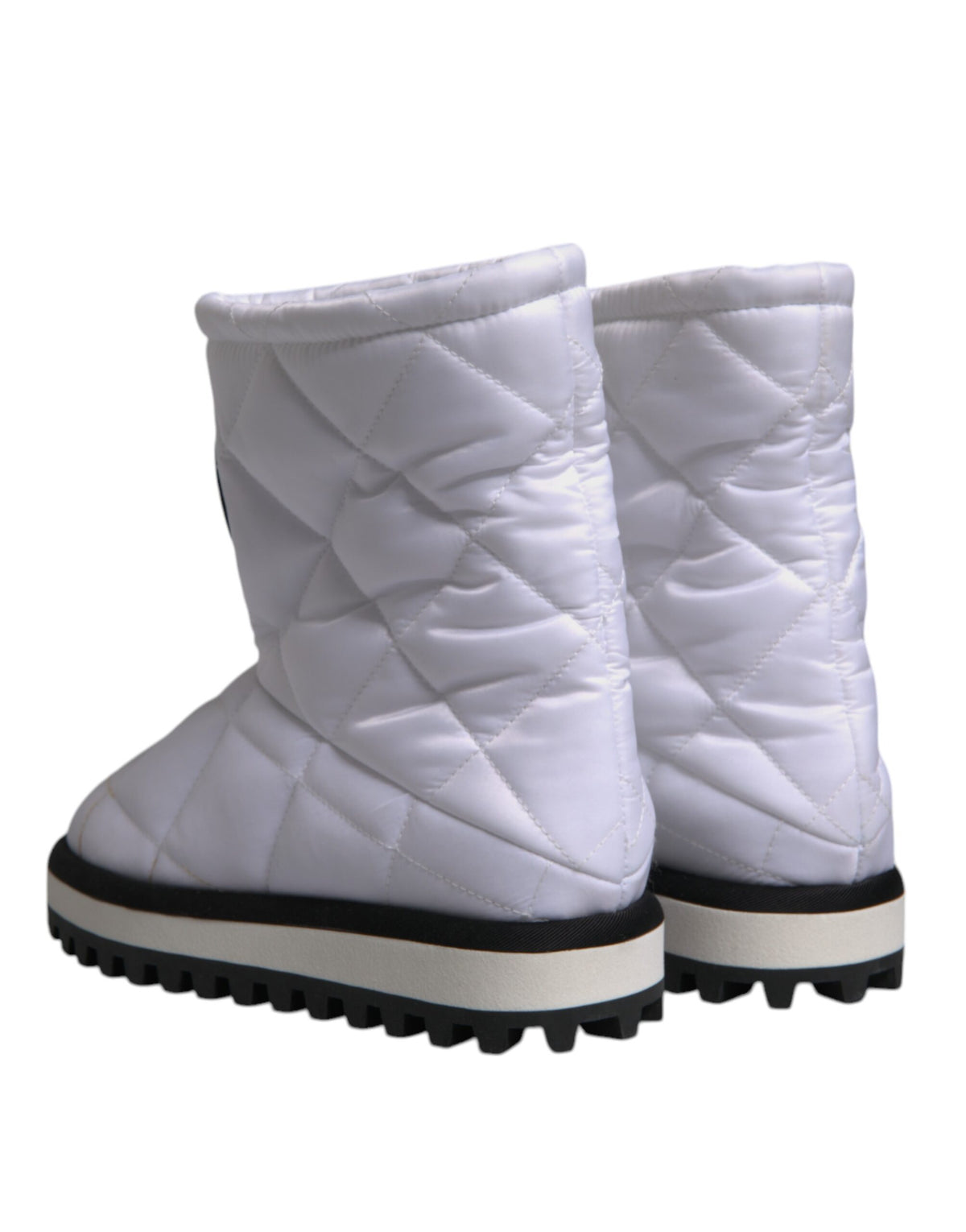 Dolce & Gabbana White Viscose Padded Mid Calf Boots