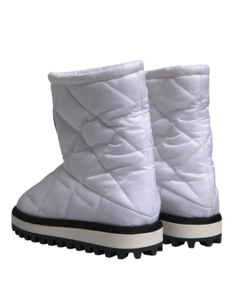 Dolce & Gabbana White Viscose Padded Mid Calf Boots
