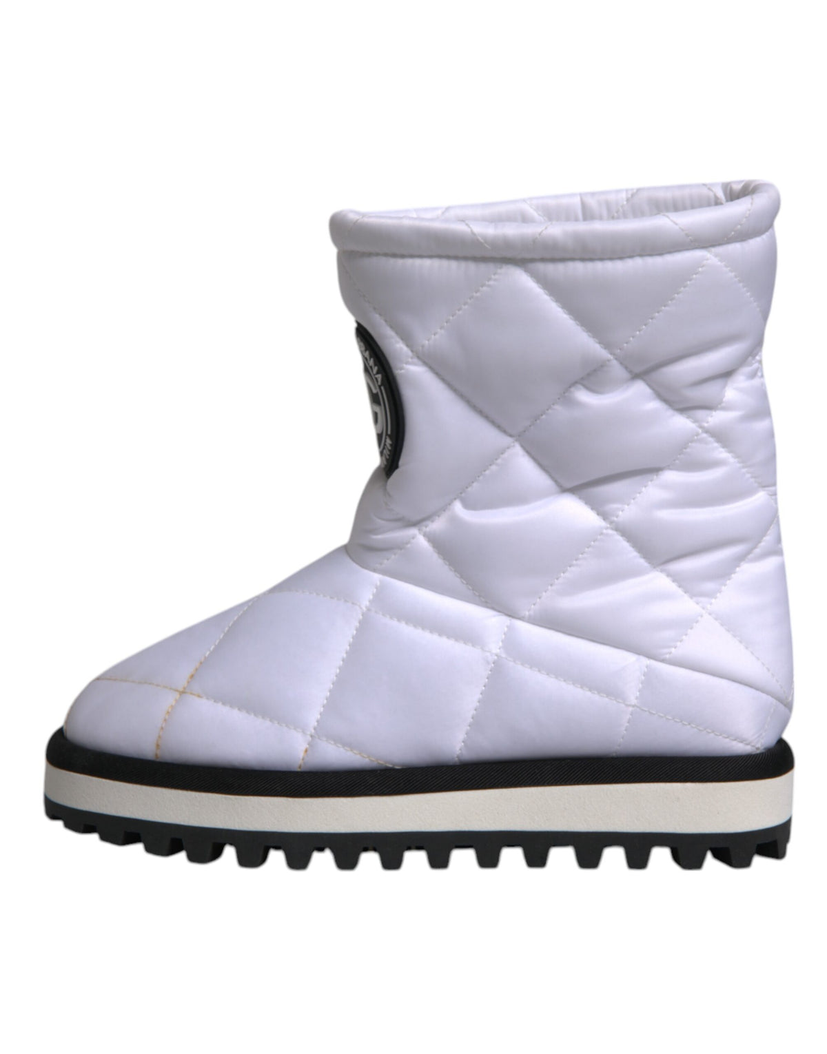 Dolce & Gabbana White Viscose Padded Mid Calf Boots
