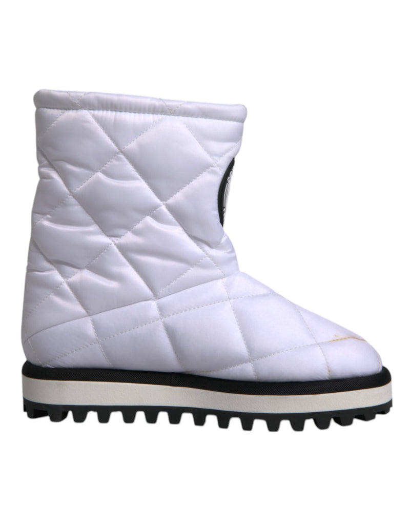 Dolce & Gabbana White Viscose Padded Mid Calf Boots