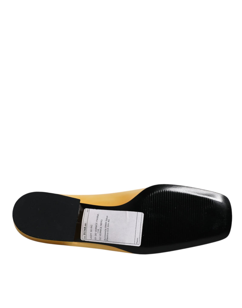 Dolce & Gabbana Mocassins en Cuir Jaune avec Plaque Logo