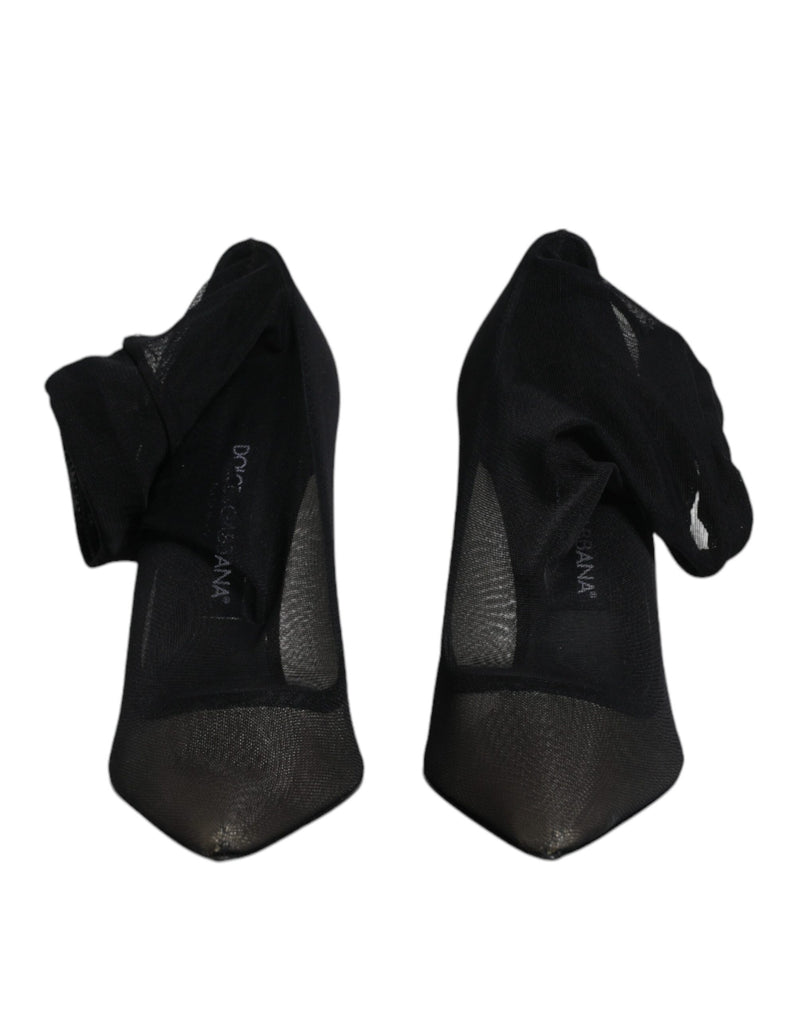 Dolce & Gabbana Black Viscose Mesh Sock Style Boots