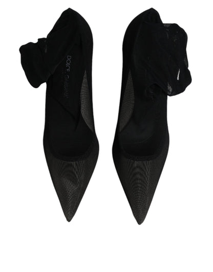 Bottines en forme de chaussettes en maille de viscose noire Dolce & Gabbana