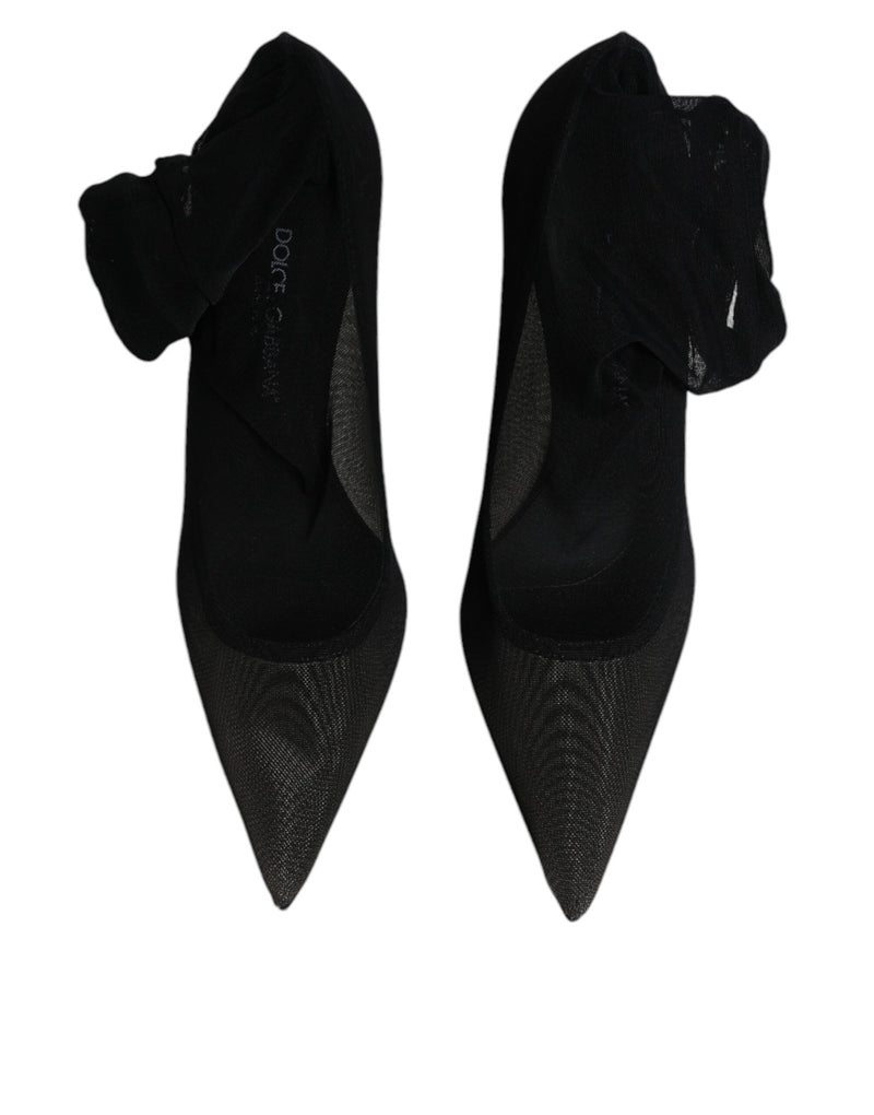 Dolce & Gabbana Black Viscose Mesh Sock Style Boots