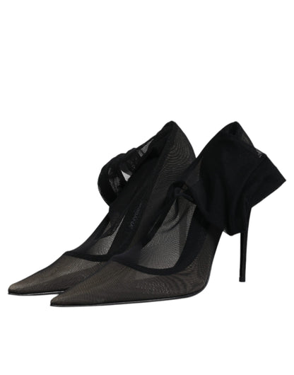 Bottines en forme de chaussettes en maille de viscose noire Dolce & Gabbana