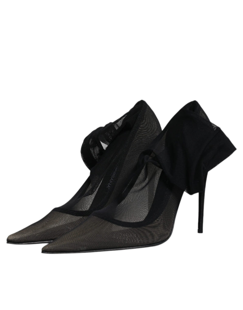 Dolce & Gabbana Black Viscose Mesh Sock Style Boots