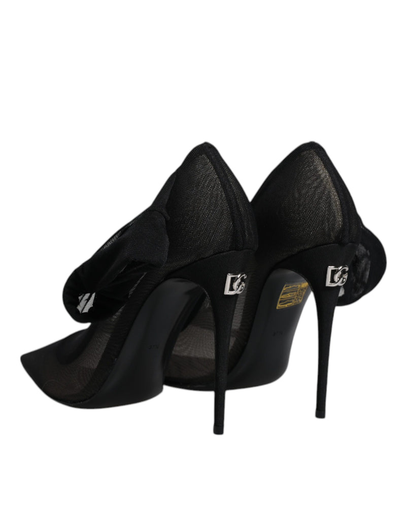 Dolce & Gabbana Black Viscose Mesh Sock Style Boots