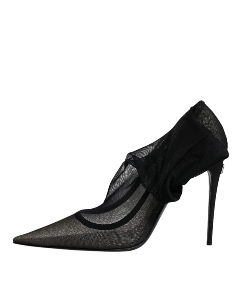Dolce & Gabbana Black Viscose Mesh Sock Style Boots