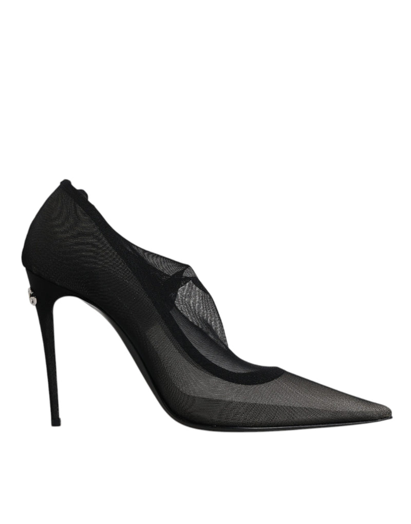 Dolce & Gabbana Black Viscose Mesh Sock Style Boots
