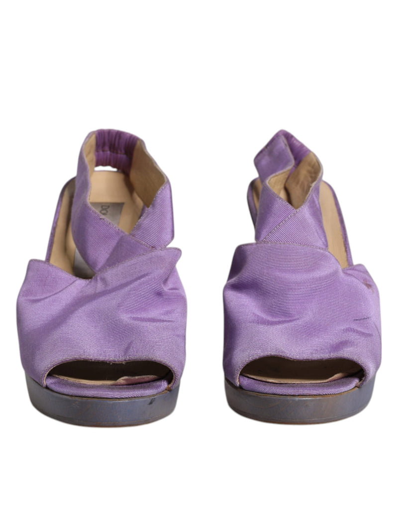 Dolce & Gabbana Purple Platform Slingback Heels Sandals