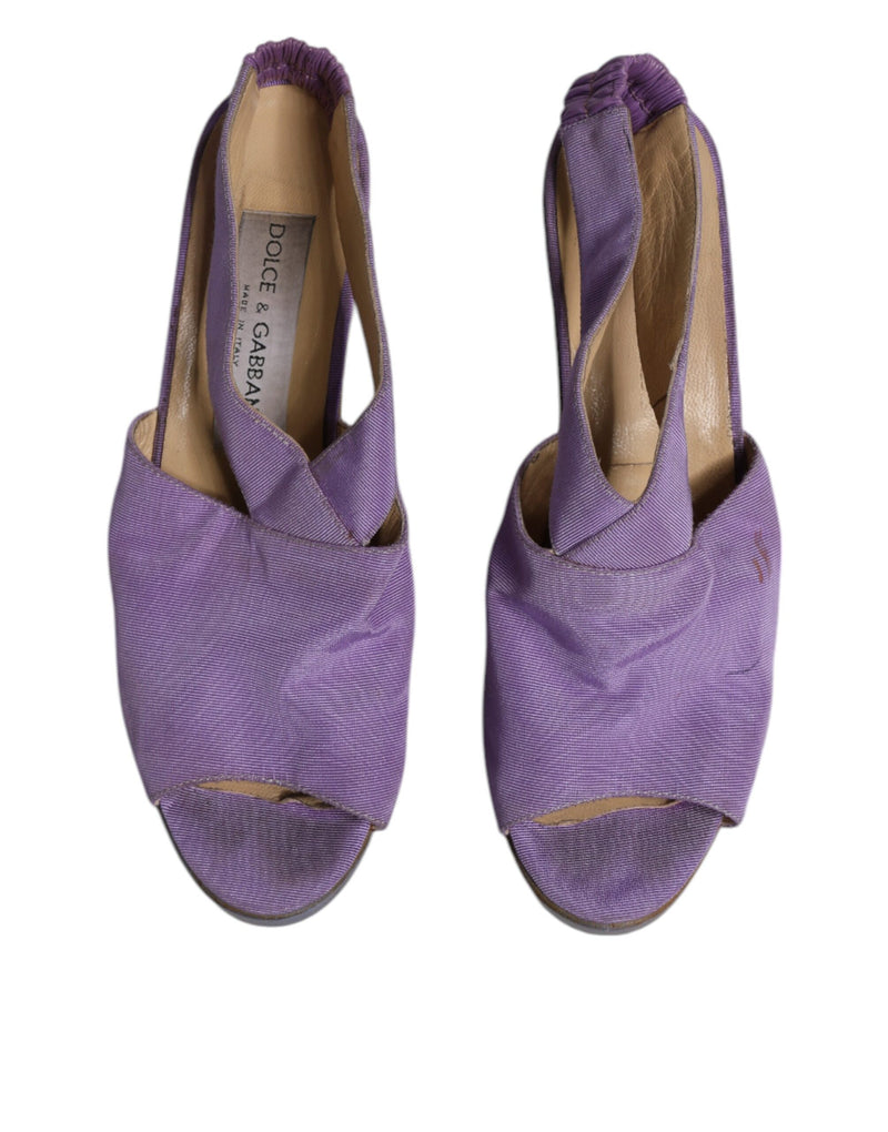 Dolce & Gabbana Purple Platform Slingback Heels Sandals