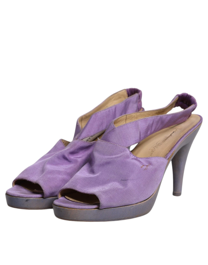 Dolce & Gabbana Purple Platform Slingback Heels Sandals