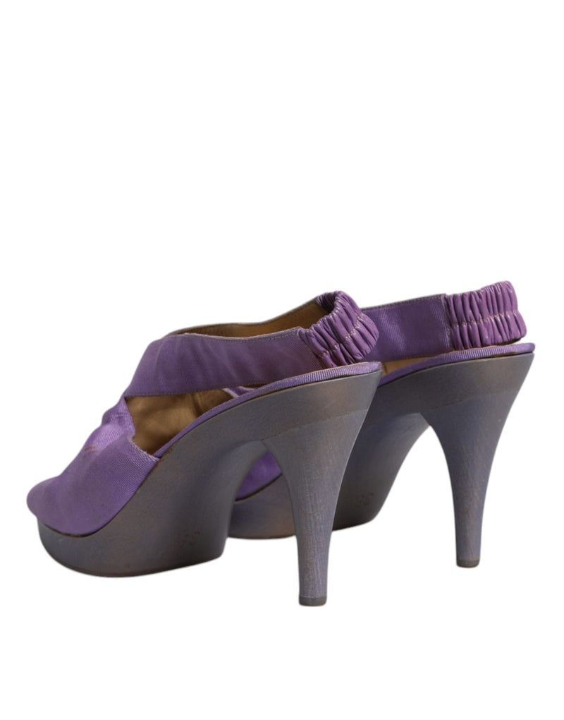 Dolce & Gabbana Purple Platform Slingback Heels Sandals