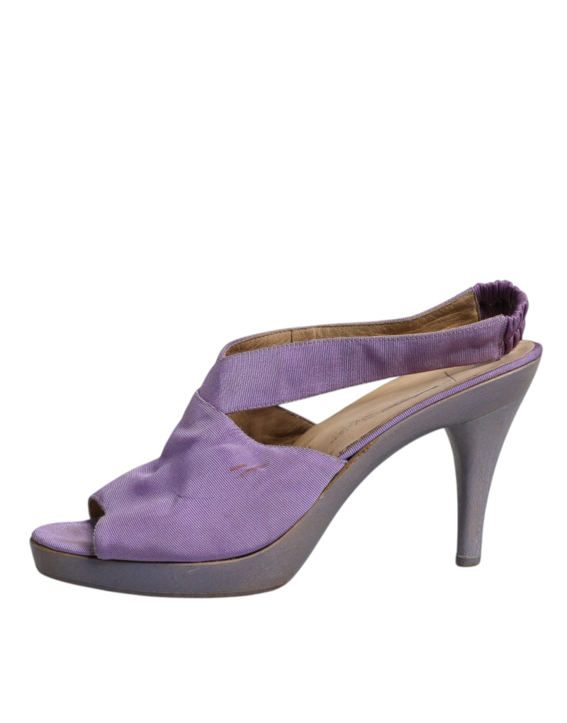 Dolce & Gabbana Purple Platform Slingback Heels Sandals