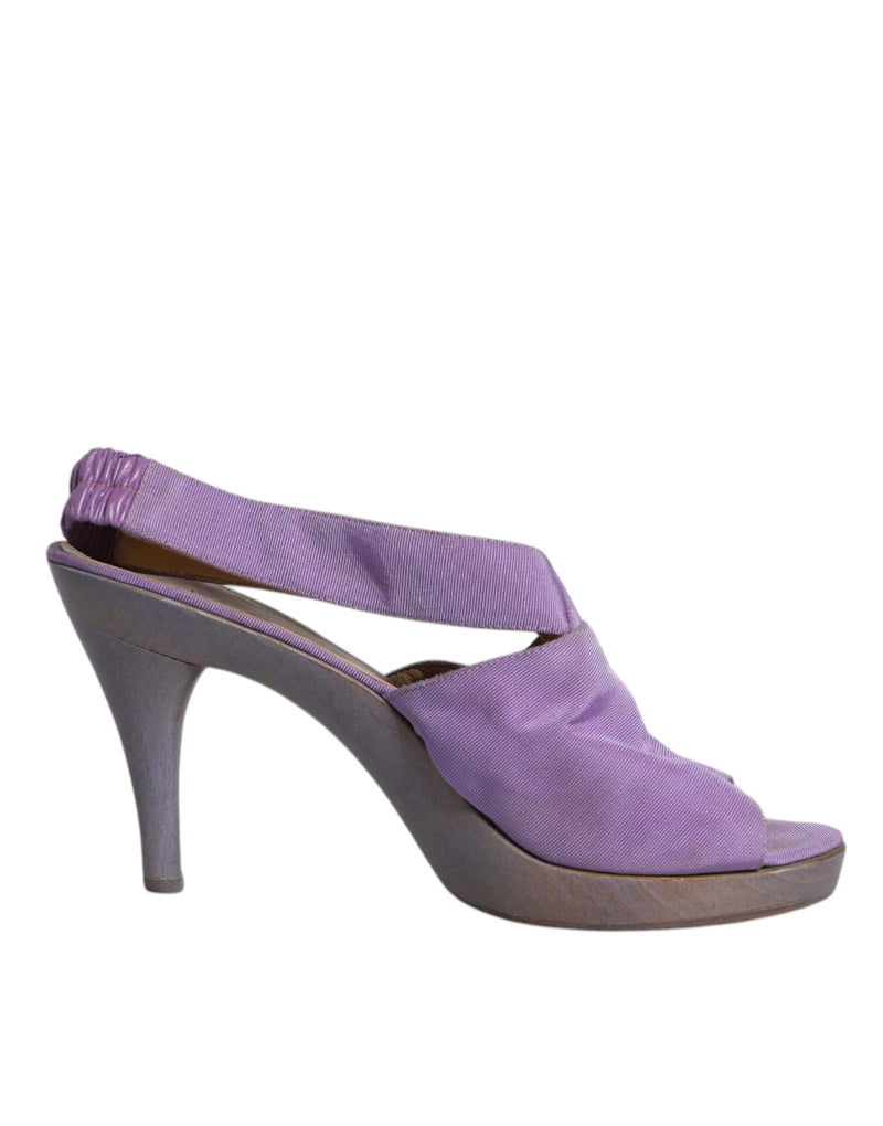 Dolce & Gabbana Purple Platform Slingback Heels Sandals