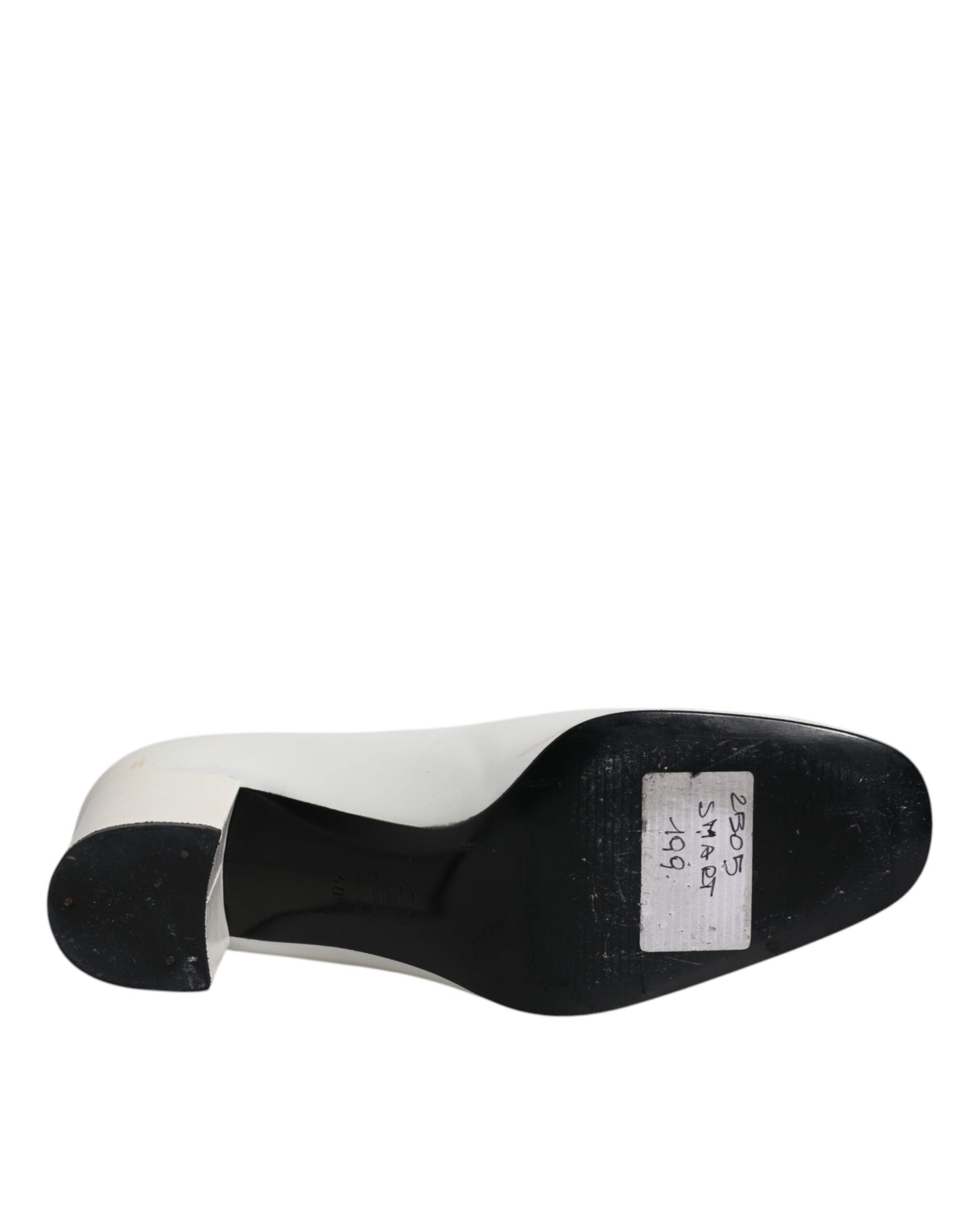 Dolce & Gabbana witte leren pumps met blokhak