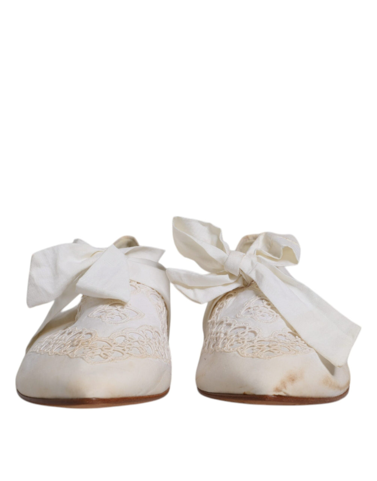 Dolce & Gabbana White Ribbon Fabric Ballerina Flats