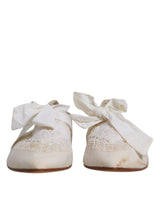 Dolce & Gabbana White Ribbon Fabric Ballerina Flats