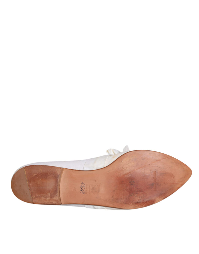 Dolce & Gabbana White Ribbon Fabric Ballerina Flats