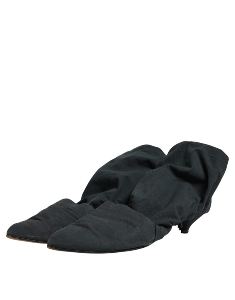 Dolce & Gabbana Bottines Ankle en Coton Vert Style Chaussette