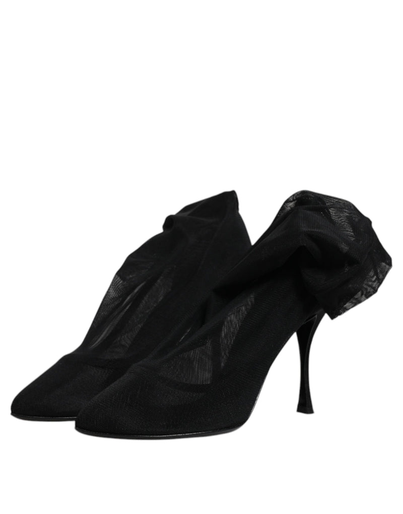 Dolce & Gabbana Black Silk Mesh Sock Style Boots