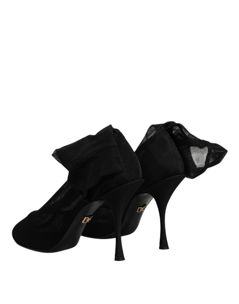 Dolce & Gabbana Black Silk Mesh Sock Style Boots