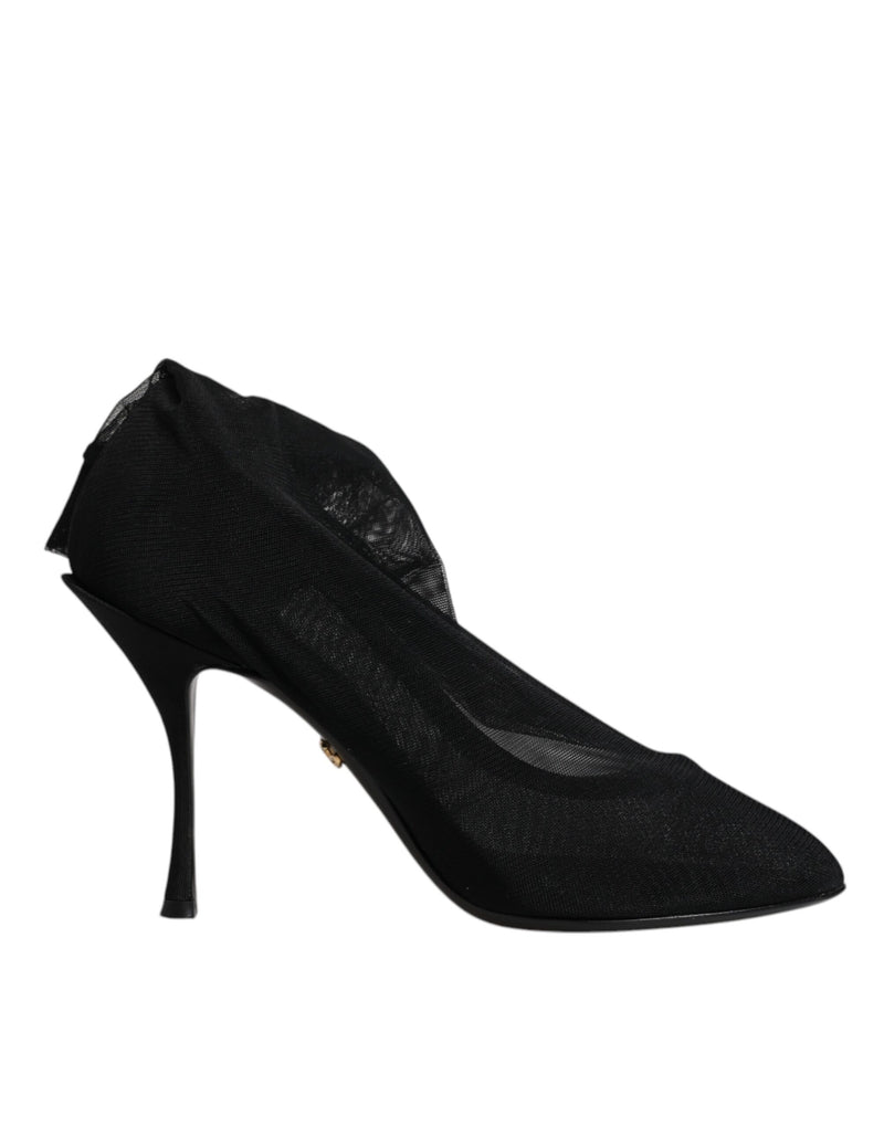 Dolce & Gabbana Black Silk Mesh Sock Style Boots
