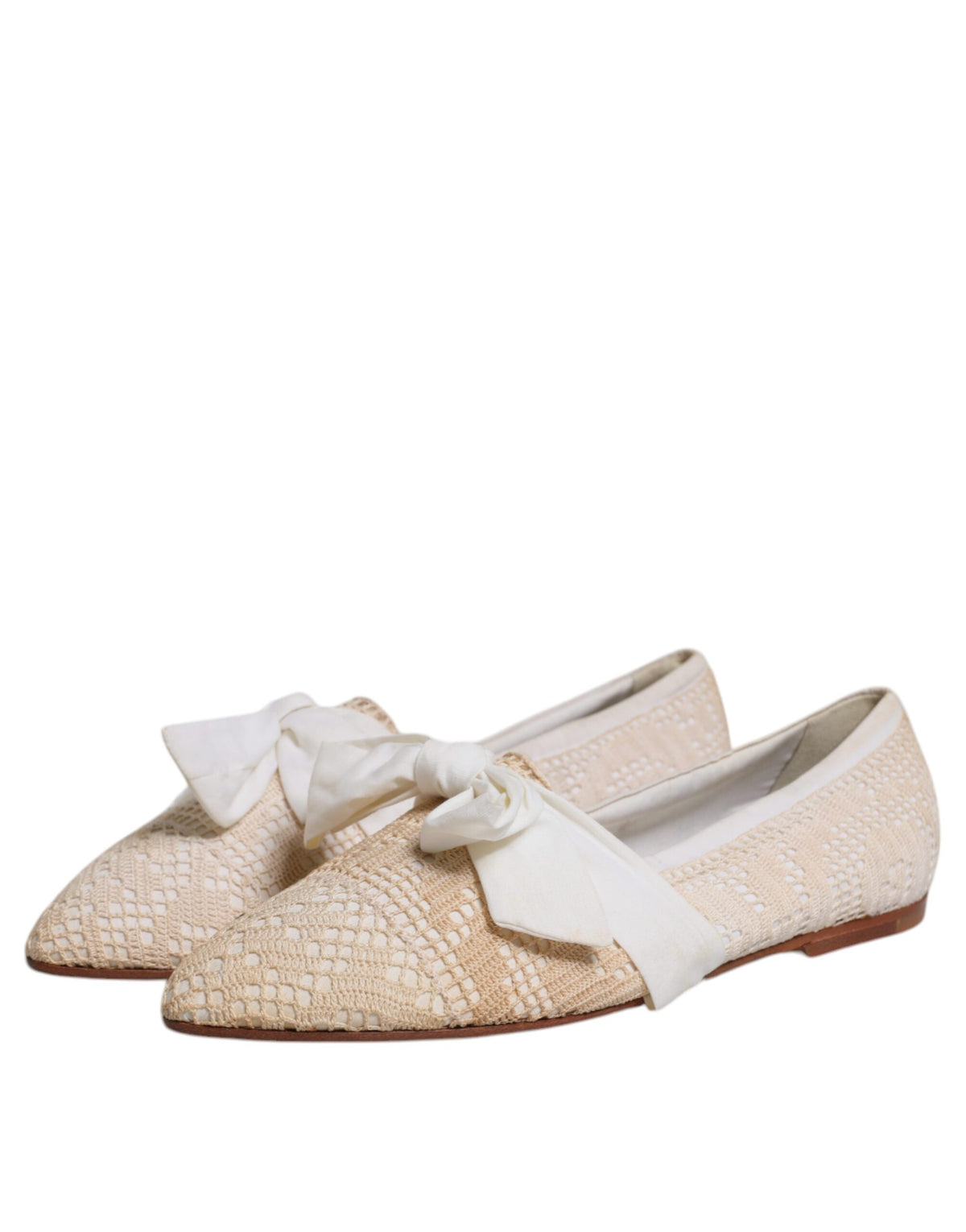 Dolce & Gabbana Ballerina Flats en Tissu Beige