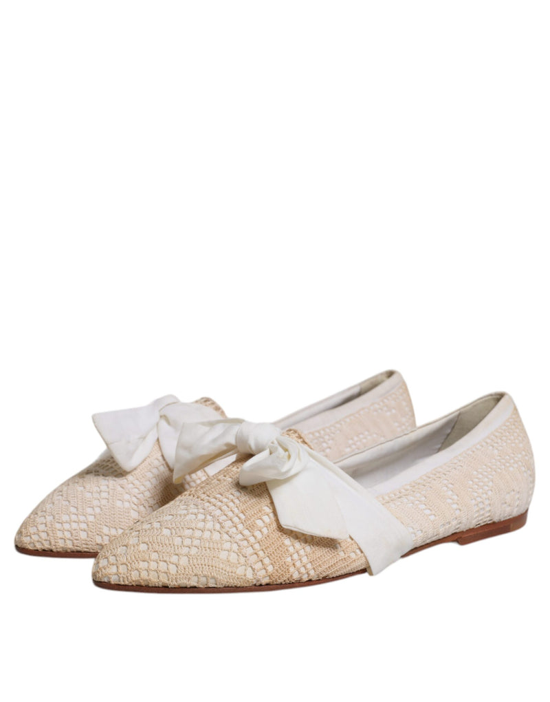 Dolce & Gabbana Ballerina Flats en Tissu Beige