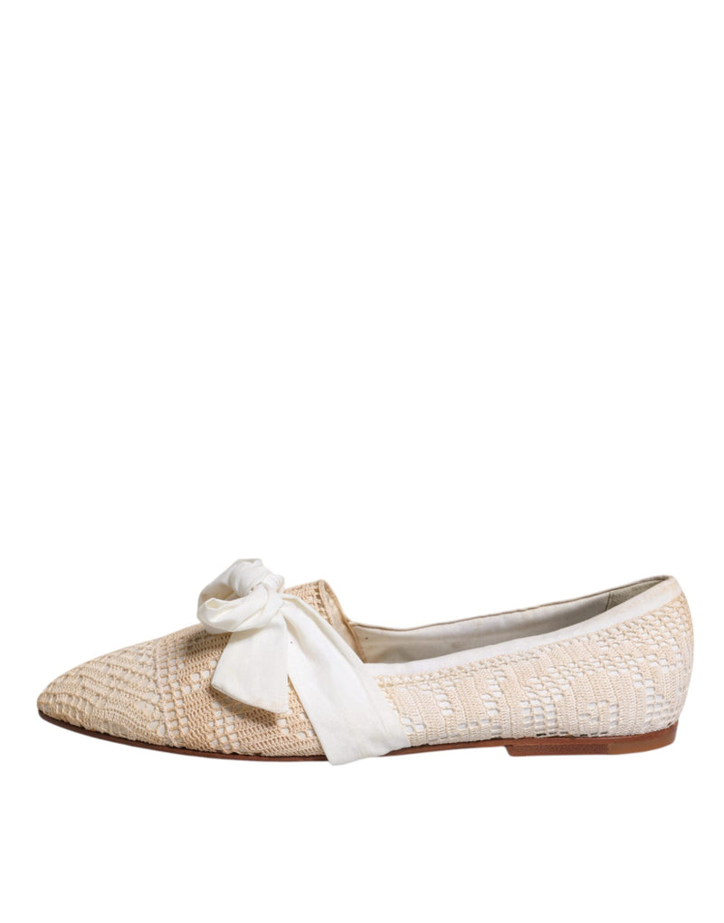 Dolce & Gabbana Ballerina Flats en Tissu Beige