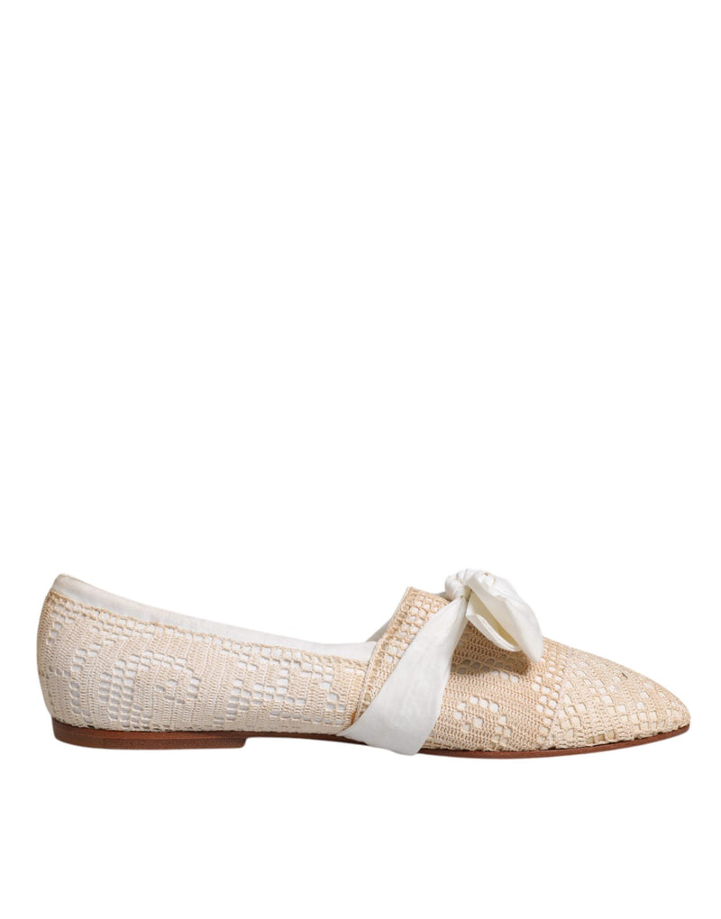 Dolce & Gabbana Ballerina Flats en Tissu Beige