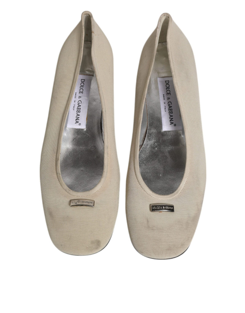 Dolce & Gabbana Ballerina Flats en Tissu Beige