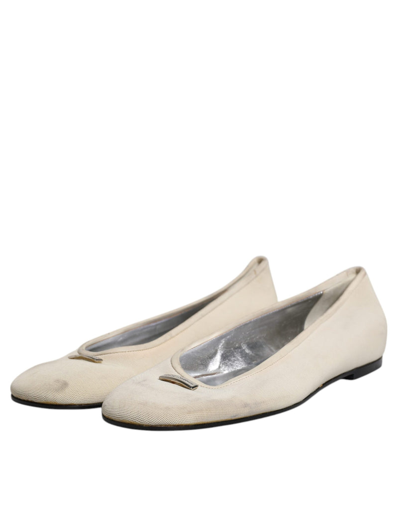 Dolce & Gabbana Ballerina Flats en Tissu Beige
