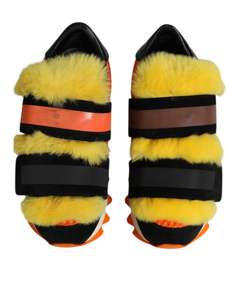 Dolce & Gabbana Multicolor Fur Embellished Sneakers