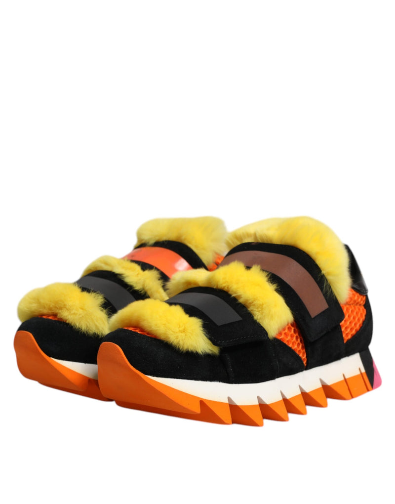 Dolce & Gabbana Multicolor Fur Embellished Sneakers