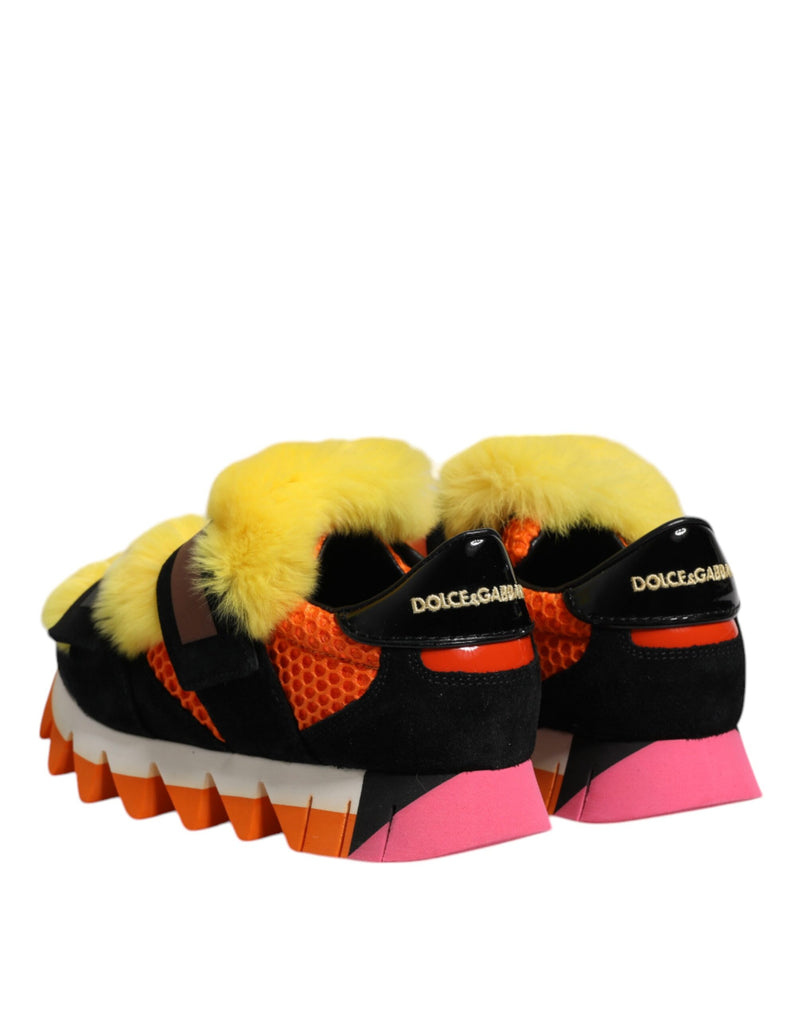 Dolce & Gabbana Multicolor Fur Embellished Sneakers