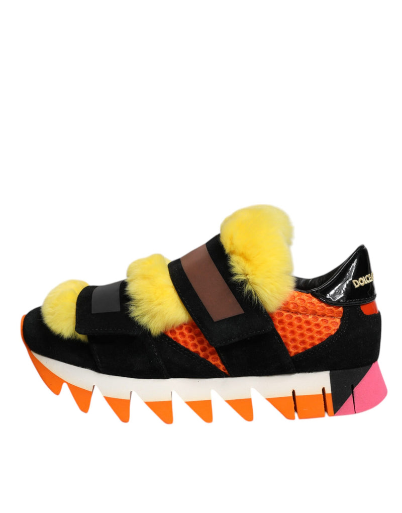 Dolce & Gabbana Multicolor Fur Embellished Sneakers