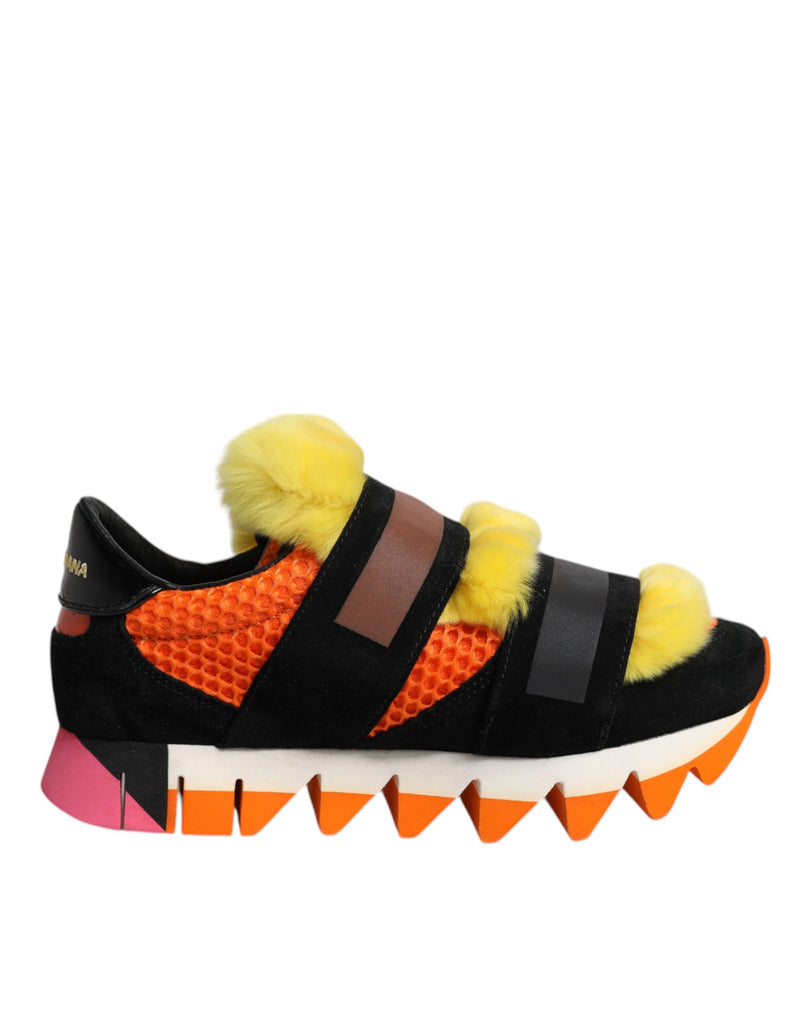Dolce & Gabbana Multicolor Fur Embellished Sneakers