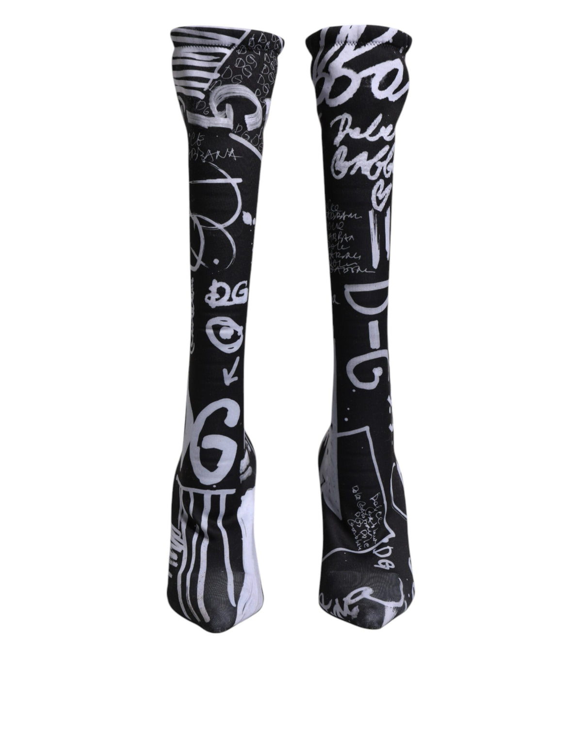 Dolce & Gabbana Black Logo Stretch Heels High Boots