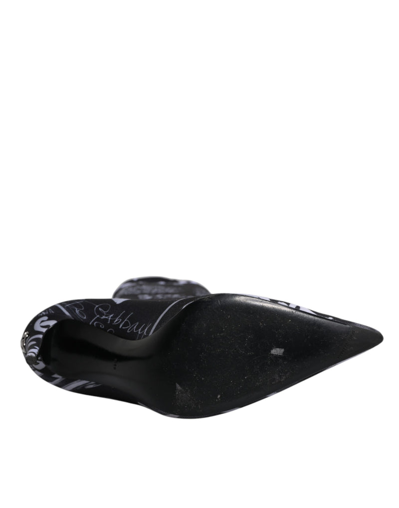 Dolce & Gabbana Black Logo Stretch Heels High Boots