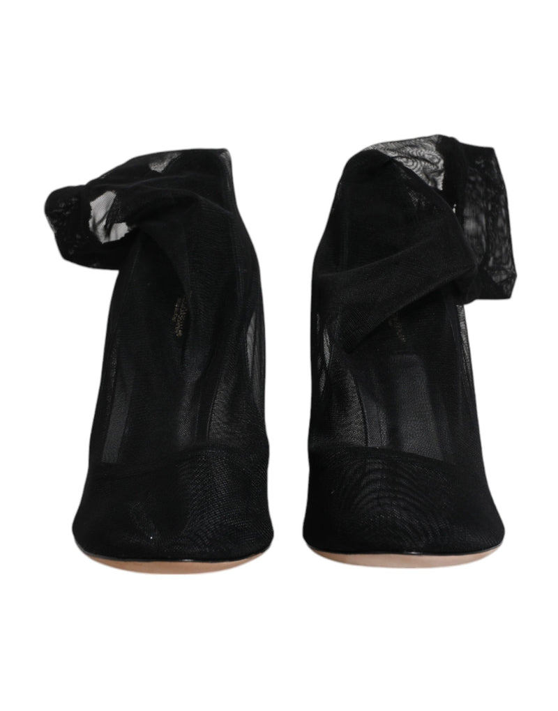 Dolce & Gabbana Black Nylon Mesh Sock Style Boots