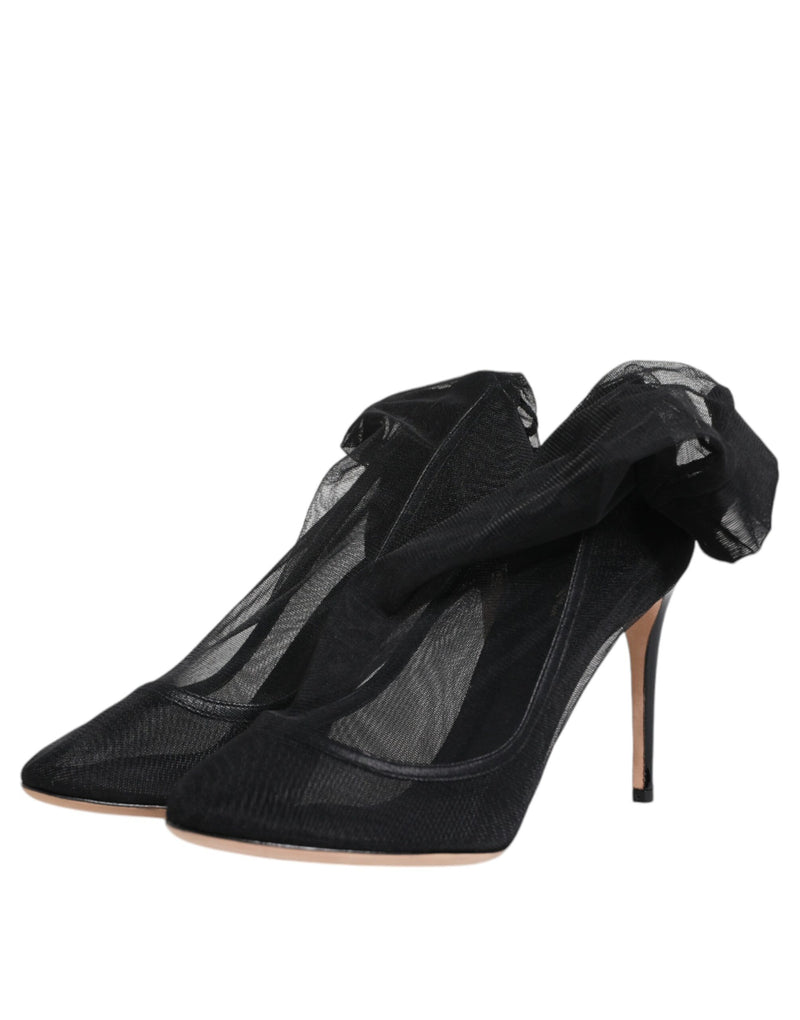 Dolce & Gabbana Black Nylon Mesh Sock Style Boots