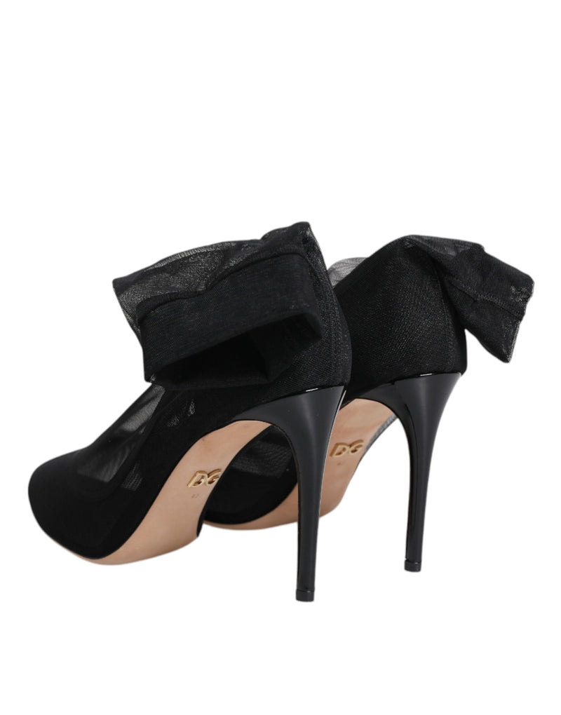 Dolce & Gabbana Black Nylon Mesh Sock Style Boots