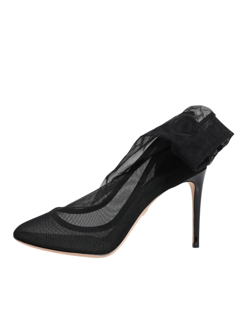 Dolce & Gabbana Black Nylon Mesh Sock Style Boots