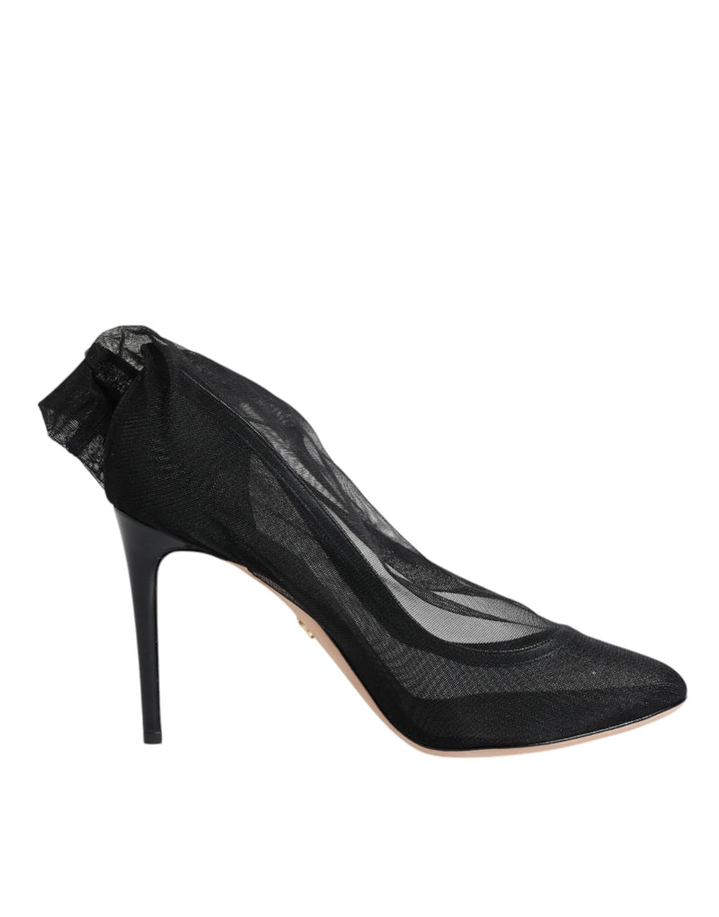 Dolce & Gabbana Black Nylon Mesh Sock Style Boots