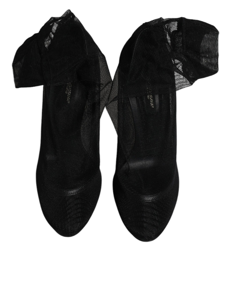 Dolce & Gabbana Black Nylon Mesh Sock Style Boots