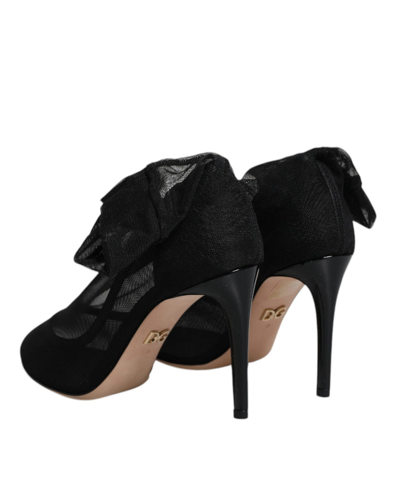 Dolce & Gabbana Black Nylon Mesh Sock Style Boots