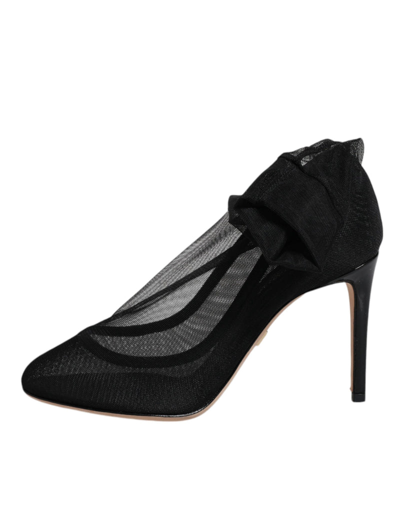 Dolce & Gabbana Black Nylon Mesh Sock Style Boots